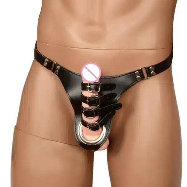 Ceinture de chasteté sexy en cuir PU pour Homme