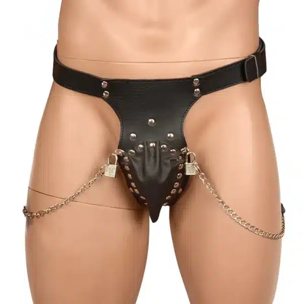 Ceinture de chasteté sexy en cuir PU pour Homme